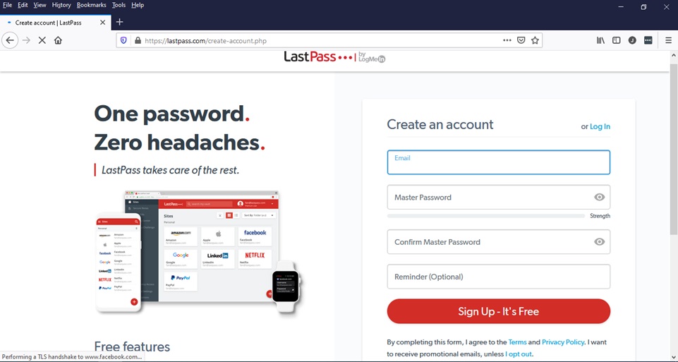 تکمیل حساب کاربری در برنامه Lastpass